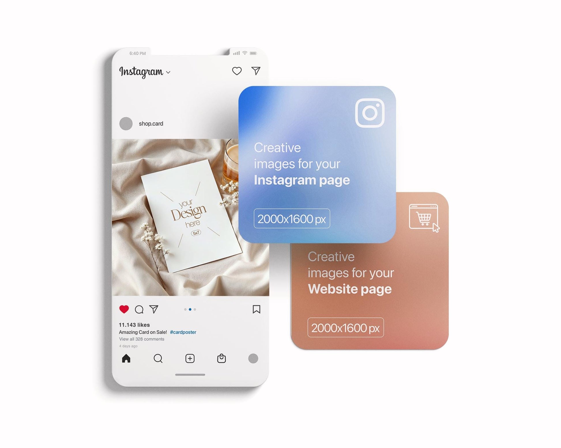 5x7 Card Mockup PSD Template, Minimalist White Stationery Mockup for Wedding, Baby Shower & Invitation Cards, Editable Smart Object