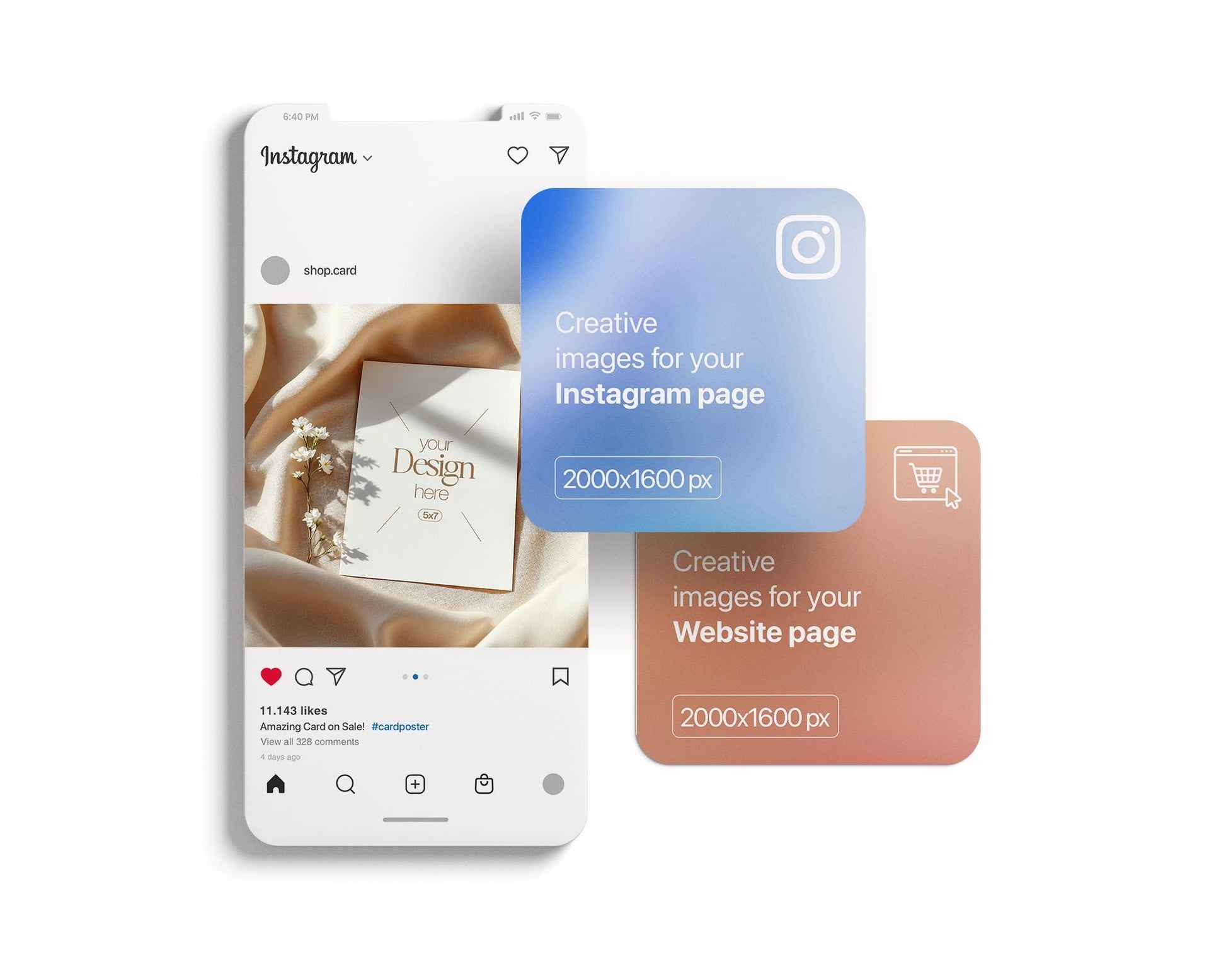 5x7 Card Mockup PSD Template - Minimalist White Stationery for Wedding, Baby Shower & Invitation Cards, Editable Smart Object