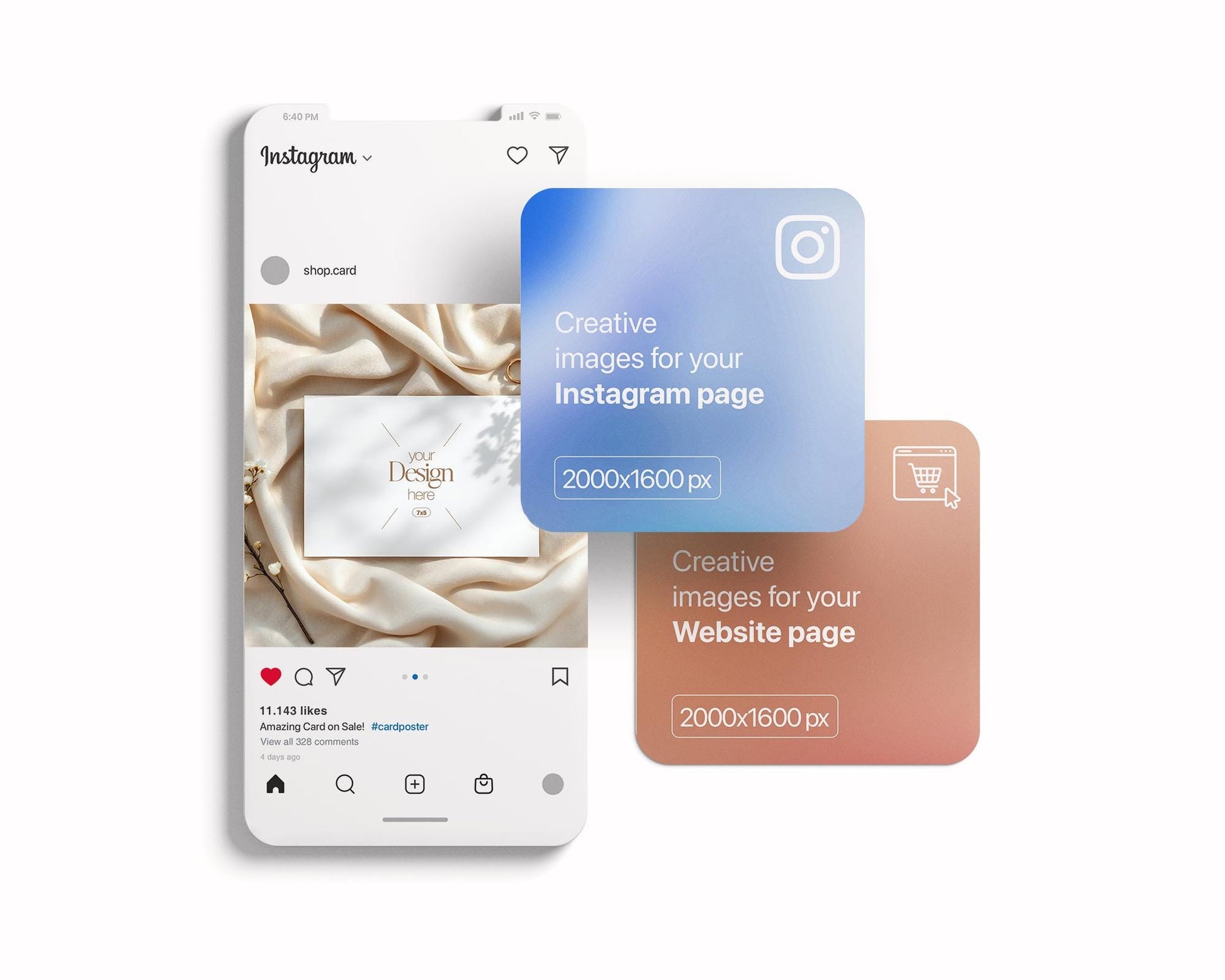 7x5 Card Mockup PSD | Minimalist White Stationery Template for Wedding Invitations, Baby Shower Cards & Editable Smart Object Design