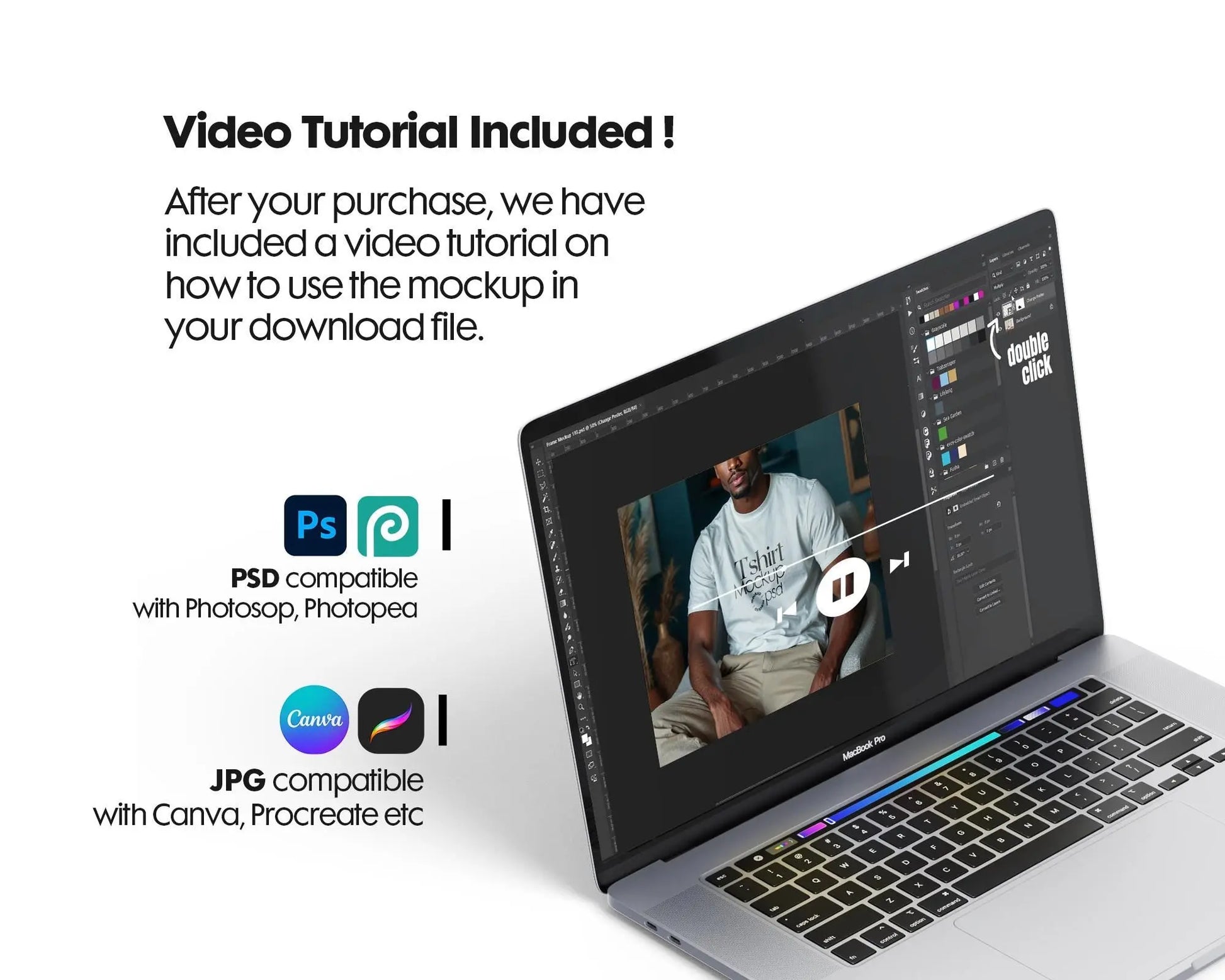 Male Model White T-Shirt Mockup PSD, Gildan & Bella Canvas 3001, African Model Tee Template for Custom Apparel Design