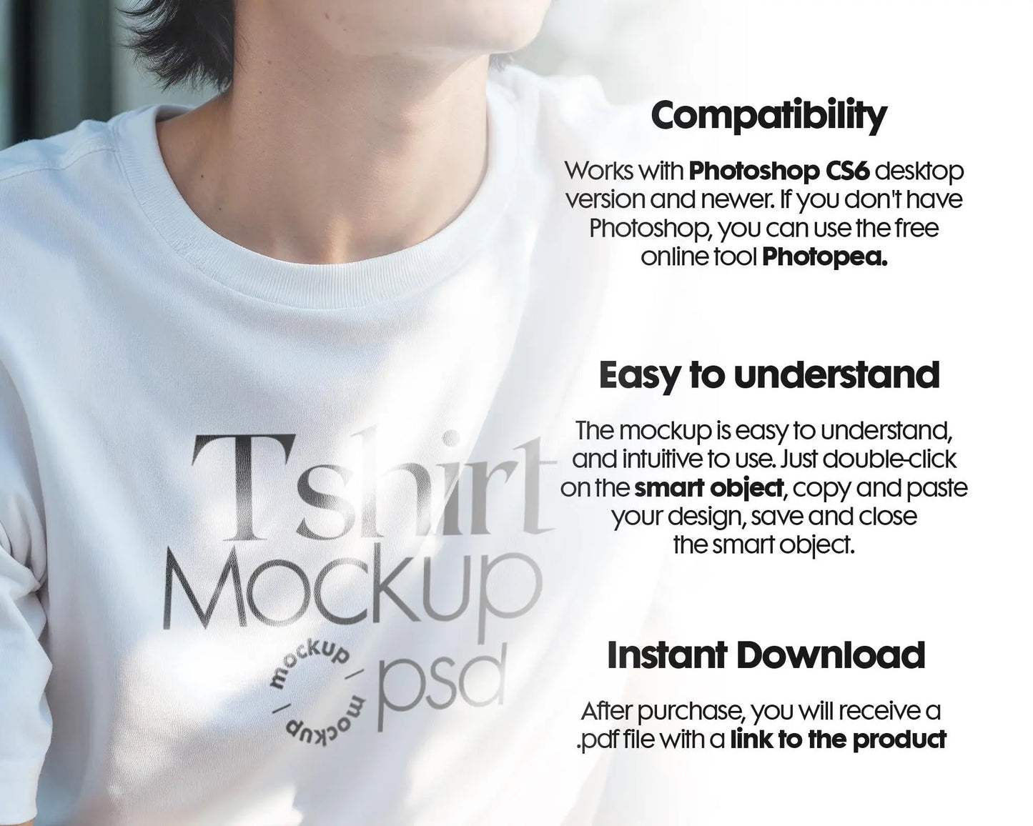 Male Model White T-Shirt Mockup PSD - Gildan & Bella Canvas 3001 Template for Custom Apparel Design, PSD Smart Object
