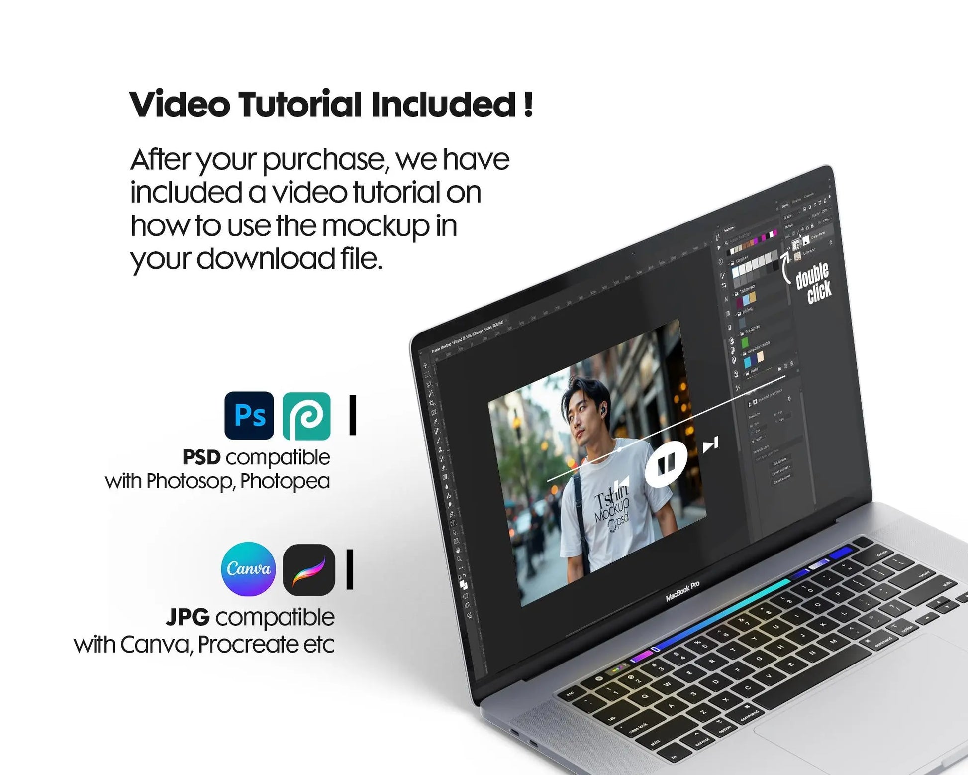 Male Model White T-Shirt Mockup PSD - Gildan & Bella Canvas 3001 Template for Custom Apparel Design, PSD Smart Object