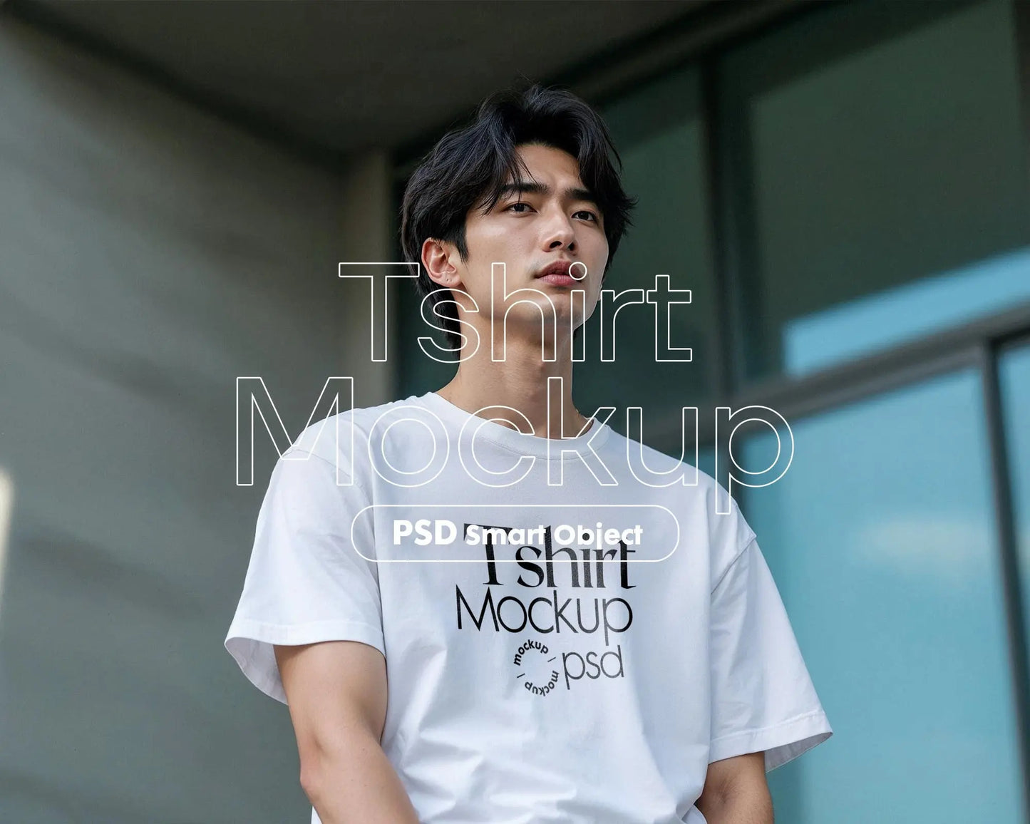 Male Model White T-Shirt Mockup PSD - Gildan & Bella Canvas 3001 Template for Custom Apparel Design, PSD Smart Object