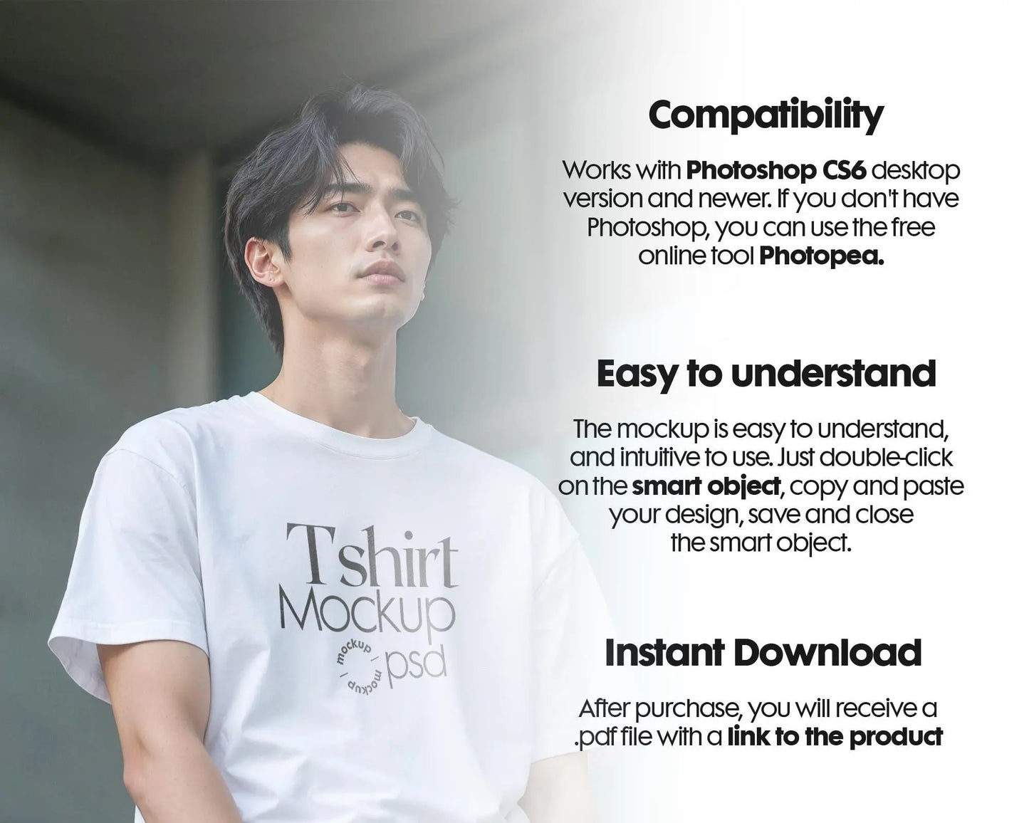 Male Model White T-Shirt Mockup PSD - Gildan & Bella Canvas 3001 Template for Custom Apparel Design, PSD Smart Object