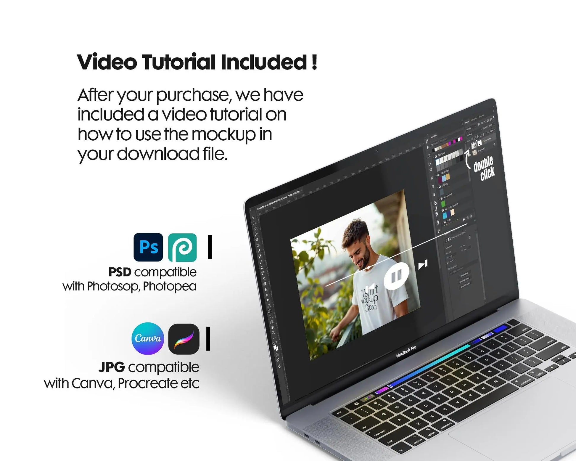 Male Model White T-Shirt Mockup PSD - Gildan & Bella Canvas 3001 Template for Custom Apparel Design, PSD Smart Object