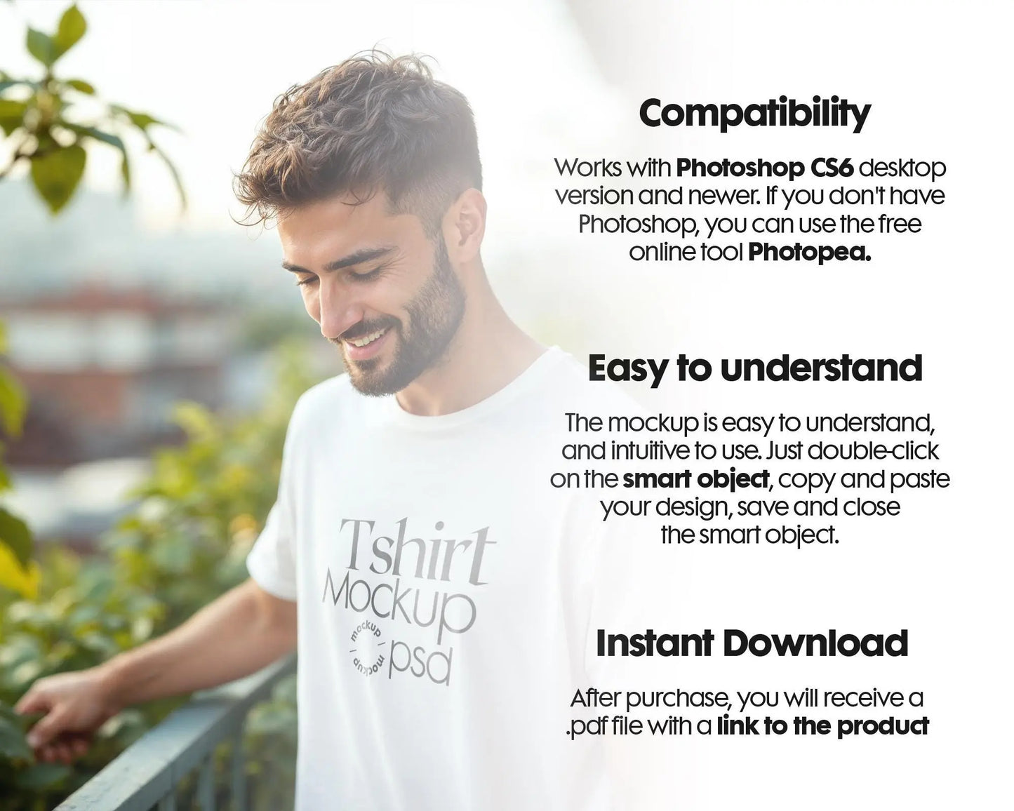 Male Model White T-Shirt Mockup PSD - Gildan & Bella Canvas 3001 Template for Custom Apparel Design, PSD Smart Object