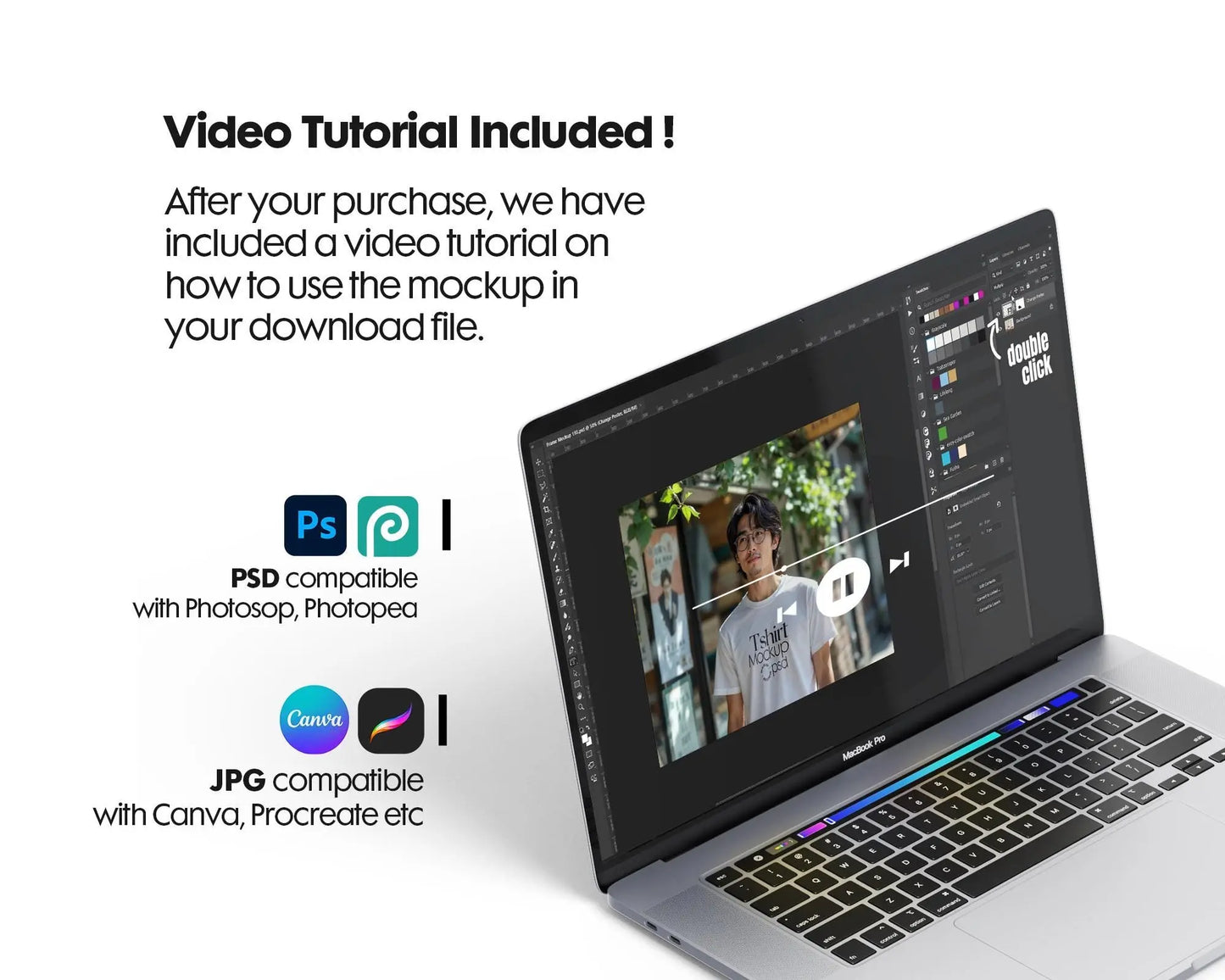 Male Model White T-Shirt Mockup PSD - Gildan & Bella Canvas 3001 Template for Custom Apparel Design, PSD Smart Object