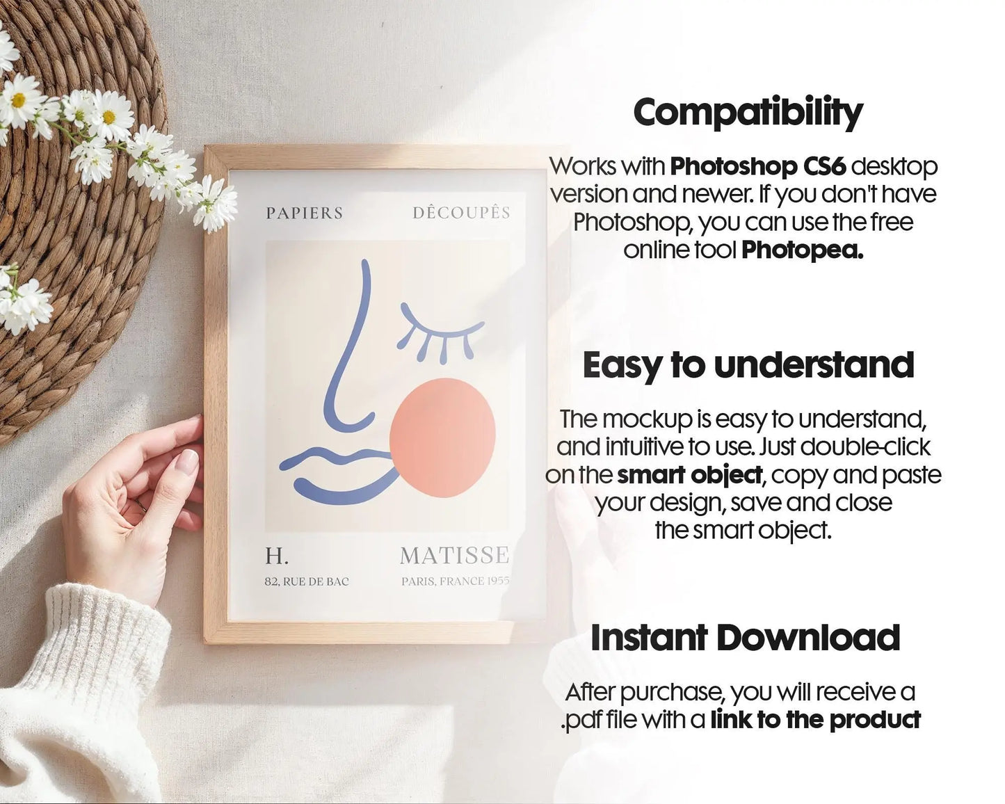 Frame Mockup PSD with Person Holding DIN A Frame Template for Wall Art Artwork Display Mockup