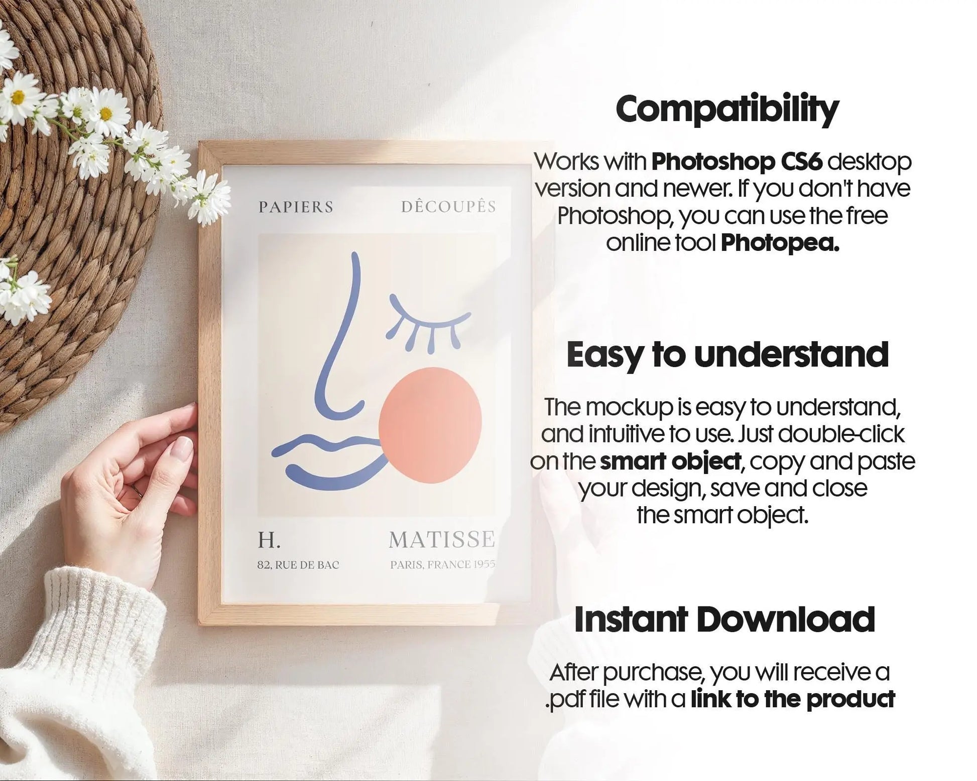 Frame Mockup PSD with Person Holding DIN A Frame Template for Wall Art Artwork Display Mockup