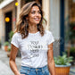 Woman White T-Shirt Mockup PSD,Gildan 64000 Model Tee Template for Fashion Design & Branding