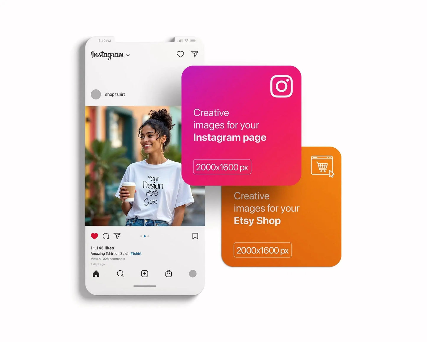 Woman White T-Shirt Mockup PSD - Gildan 64000 Model Tee Template for Fashion Design & Branding