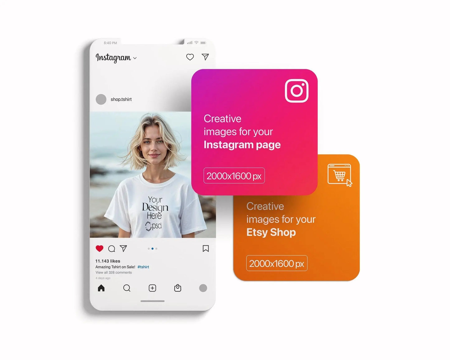 Woman White T-Shirt Mockup PSD, Gildan 64000 Model Tshirt Mockup, Bella Canvas 3001 Mockups, Print on Demand T-Shirt Mockup