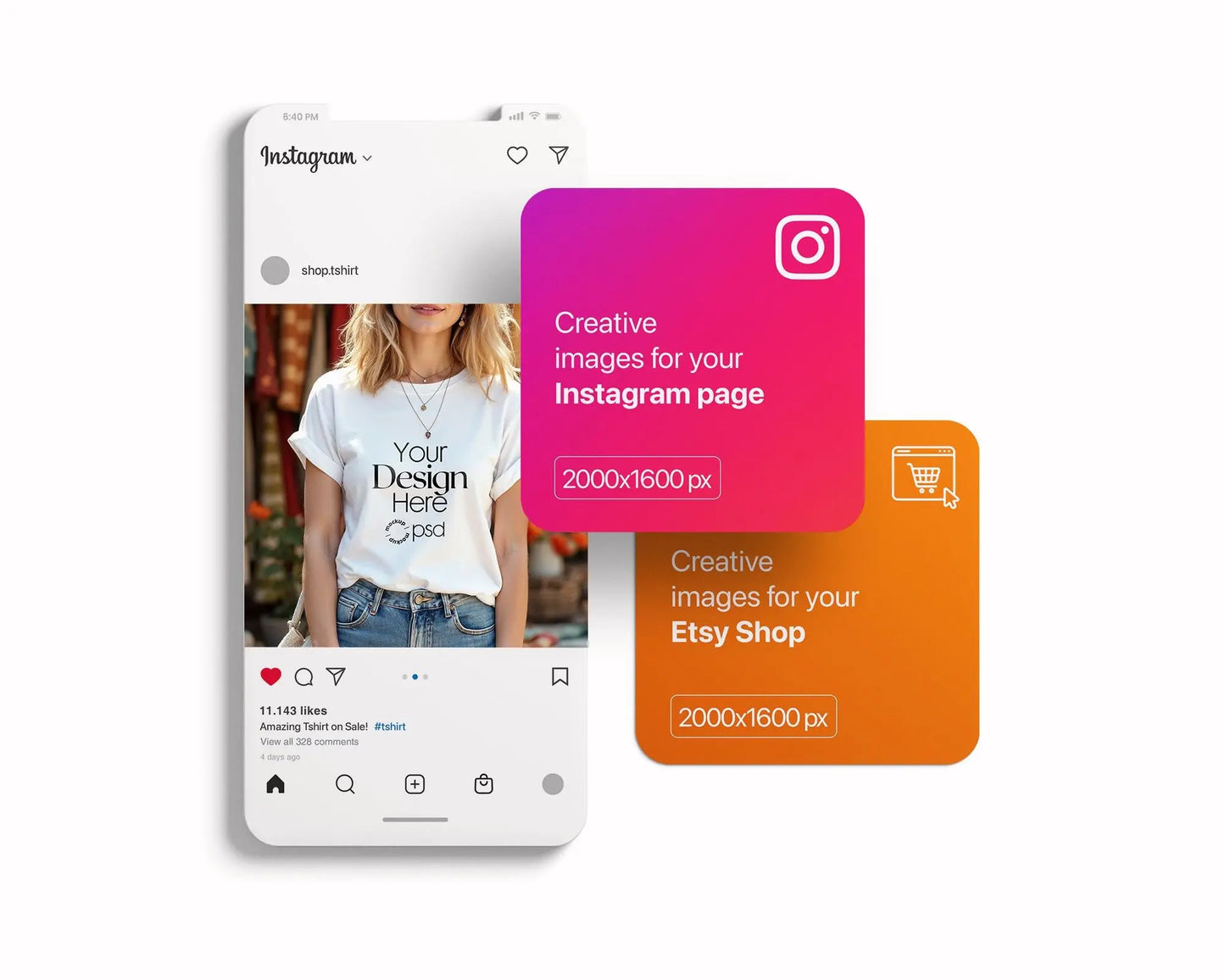 Woman White T-Shirt Mockup PSD | Gildan 64000 & Bella Canvas 3001 Print on Demand Tee Mockups for Designers, Boho Style Tshirt