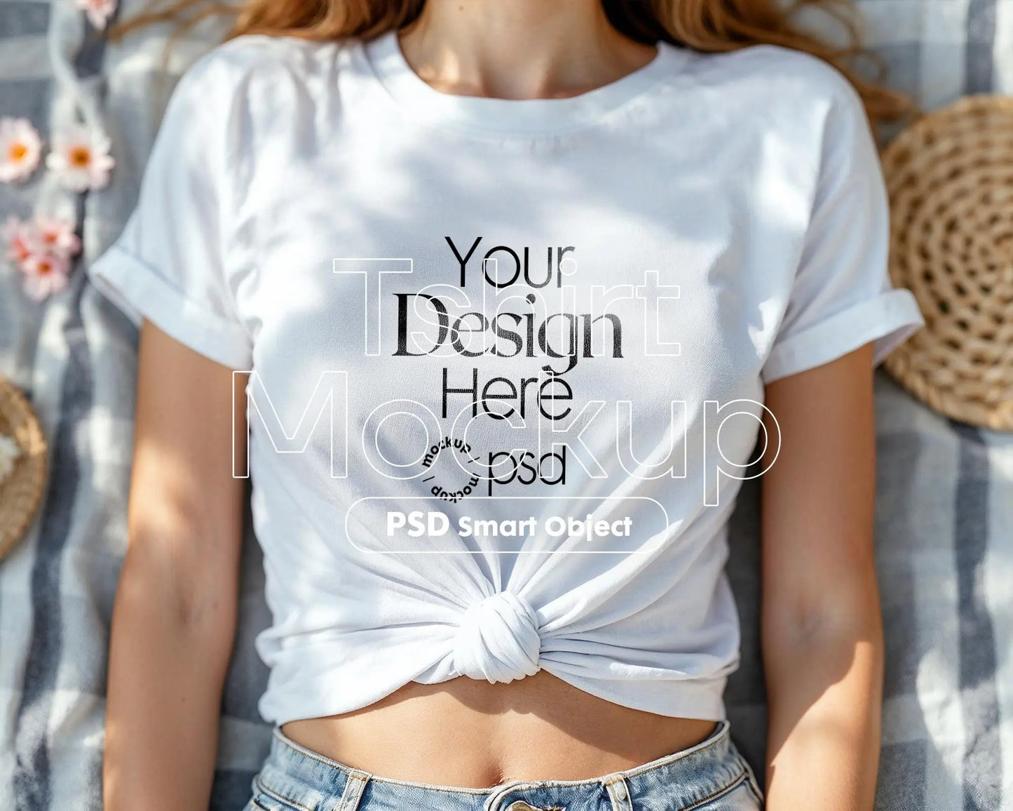Bella Canvas 3001 White Shirt Mockup | Summer T-Shirt Model Mockup | High-Quality Bella Canvas Mockup for Design Preview