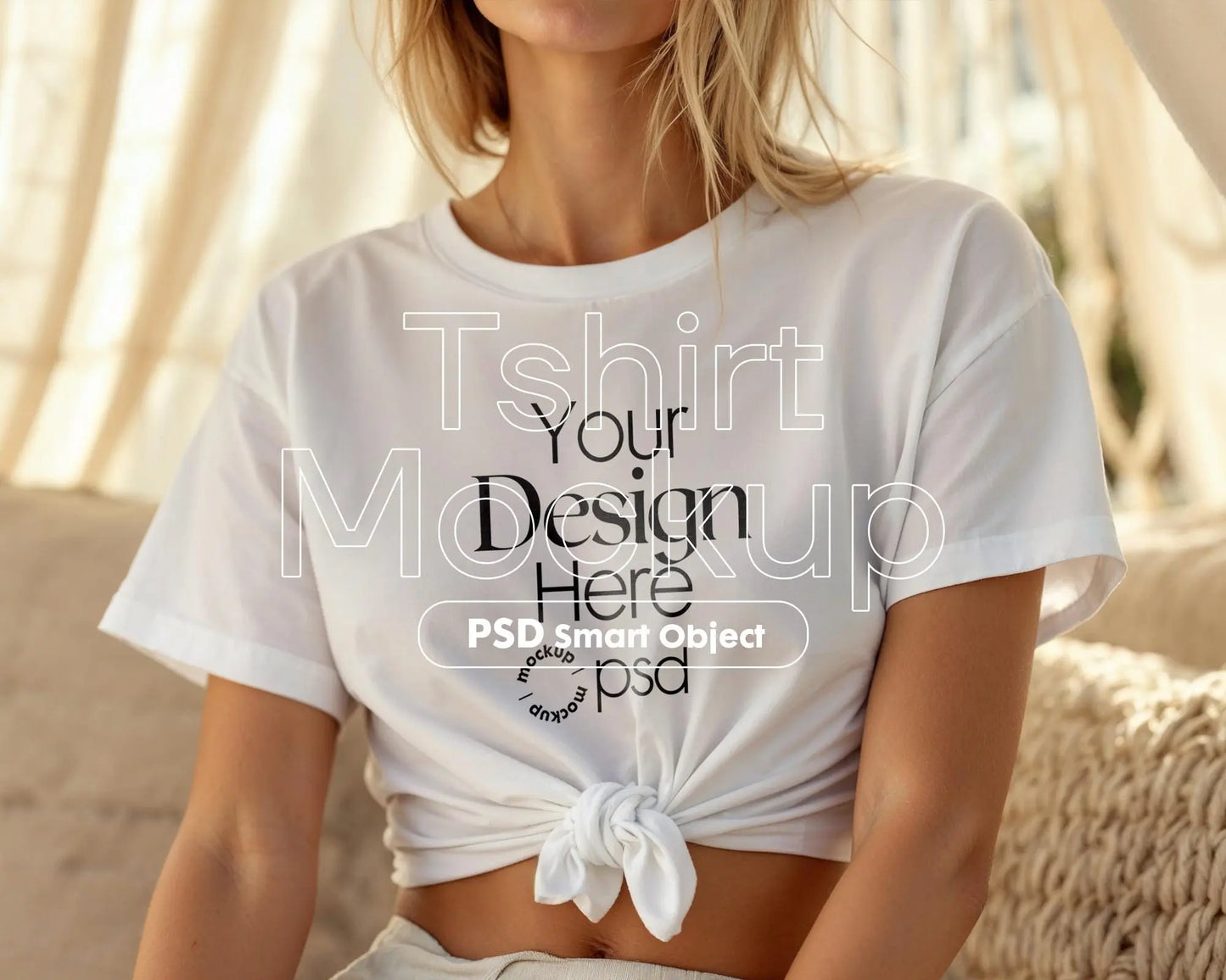 Bella Canvas 3001 White Shirt Mockup PSD | Summer T-Shirt Model Mockup | High-Quality Bella Canvas Mockup for Design Preview