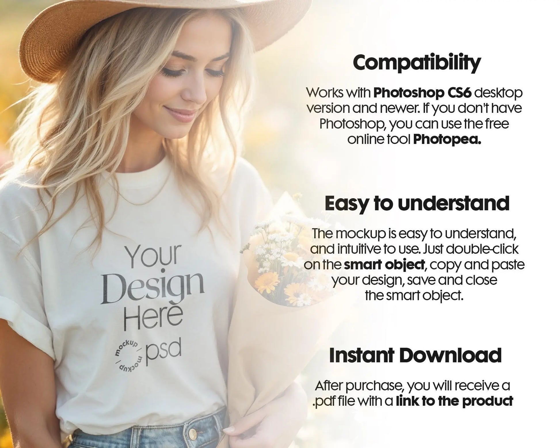 Bella Canvas 3001 White Shirt Mockup | Summer T-Shirt Model Mockup | High-Quality Bella Canvas Mockup for Design Preview