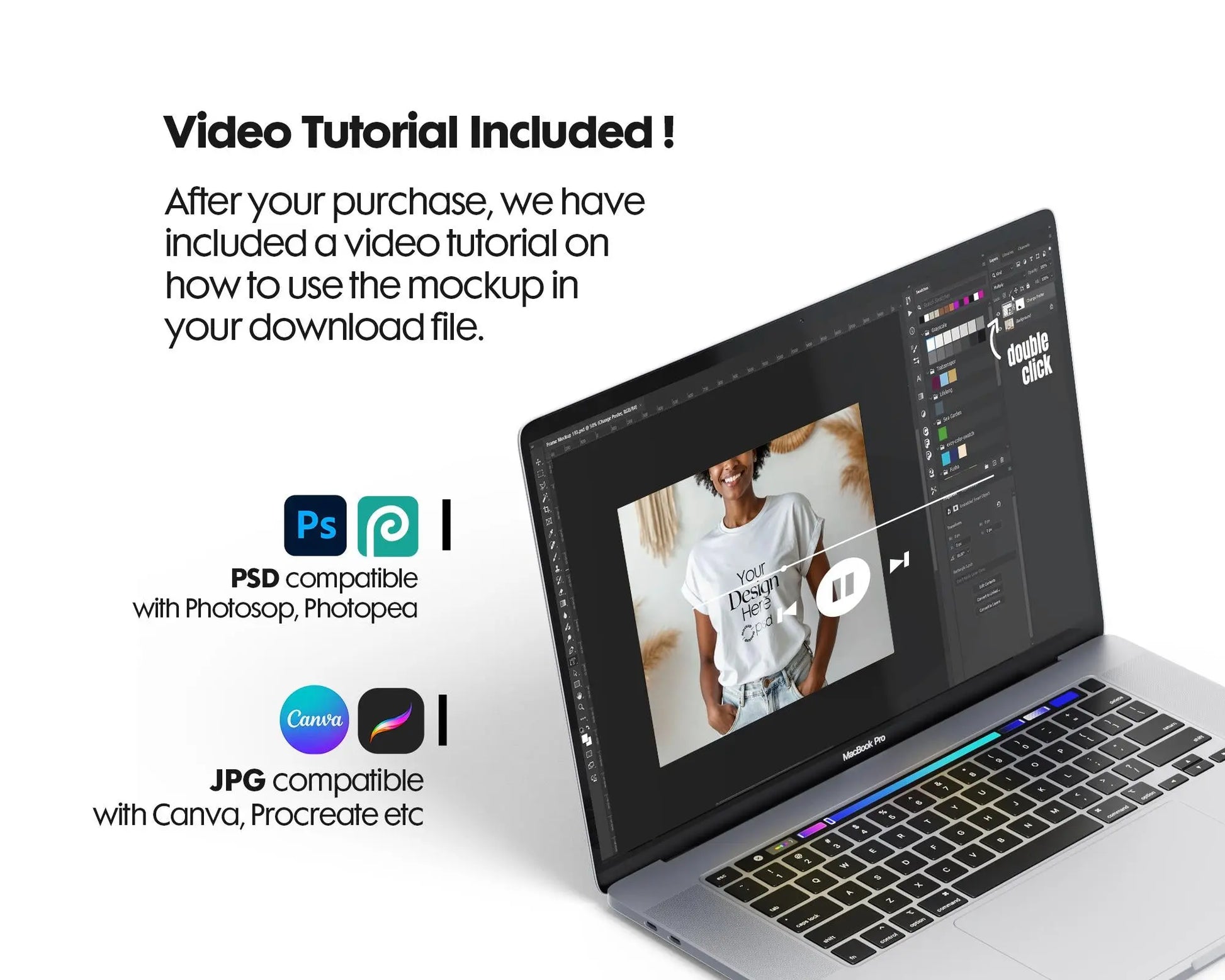 Boho T-Shirt Mockup for Bella Canvas 3001 & Gildan 64000 – African American Model, White Rolled Sleeve Tee, Natural Light Scene