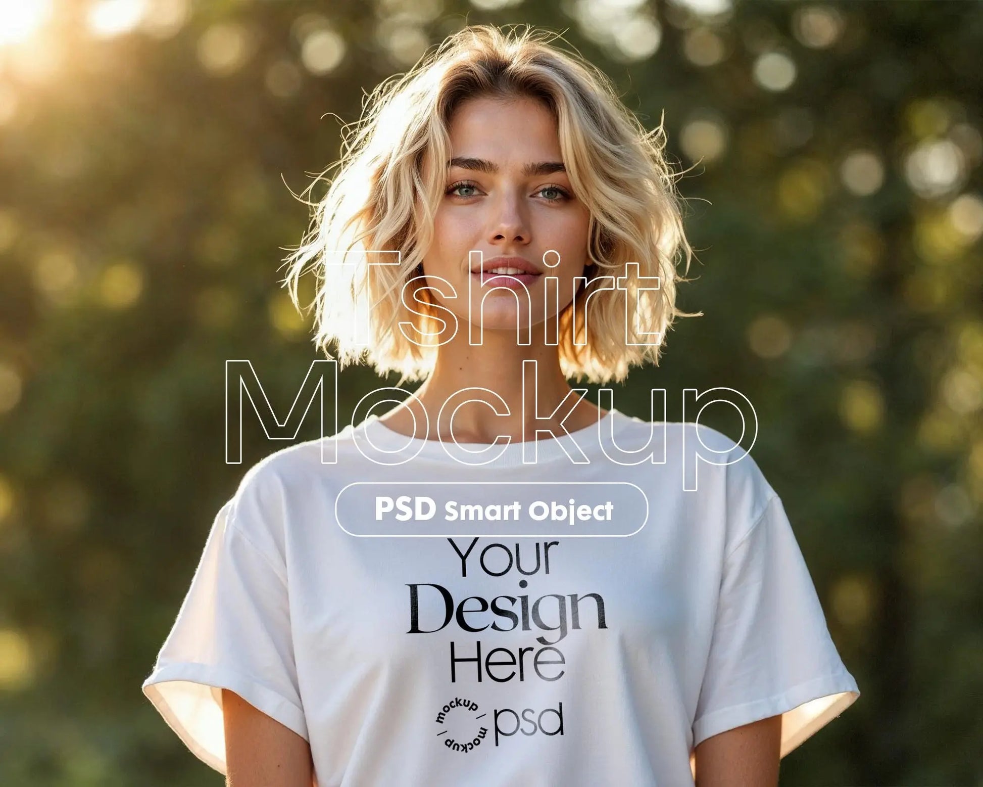 Woman White T-Shirt Mockup PSD | Gildan 64000 & Bella Canvas 3001 Print on Demand Tee Mockups for Designers, Boho Style Tshirt