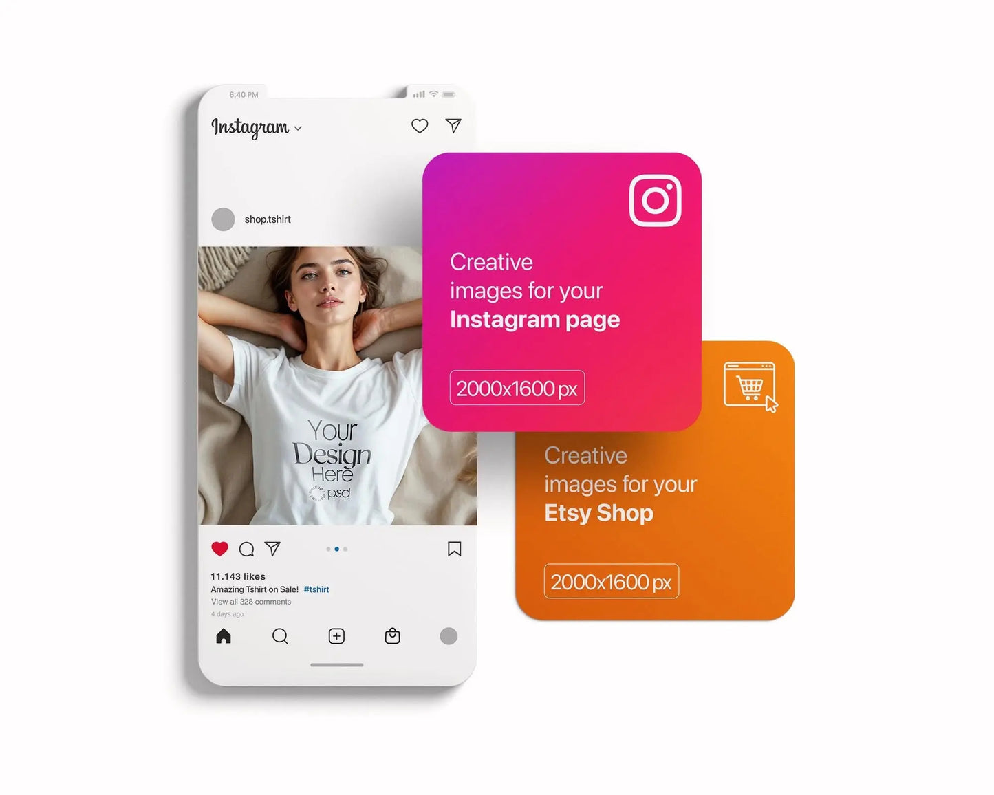 Woman White T-Shirt Mockup PSD | Gildan 64000 & Bella Canvas 3001 Print on Demand Tee Mockups for Designers, Boho Style Tshirt