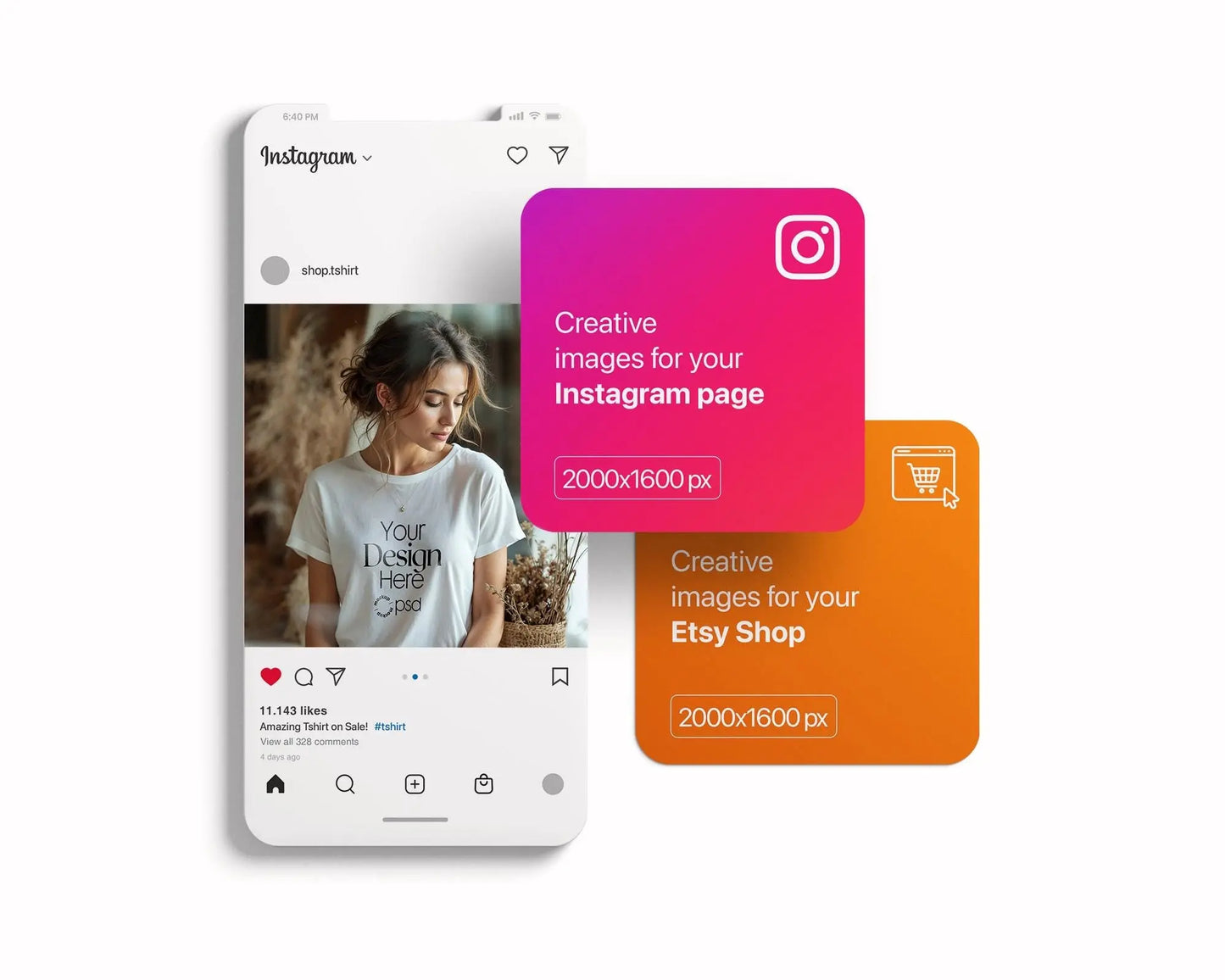 Woman White T-Shirt Mockup PSD | Gildan 64000 & Bella Canvas 3001 Print on Demand Tee Mockups for Designers, Boho Style Tshirt