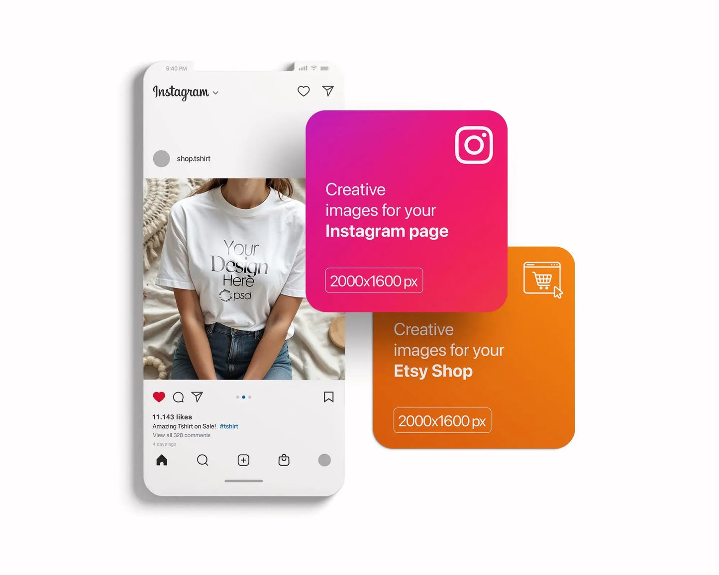 Woman White T-Shirt Mockup PSD | Gildan 64000 & Bella Canvas 3001 Print on Demand Tee Mockups for Designers, Boho Style Tshirt