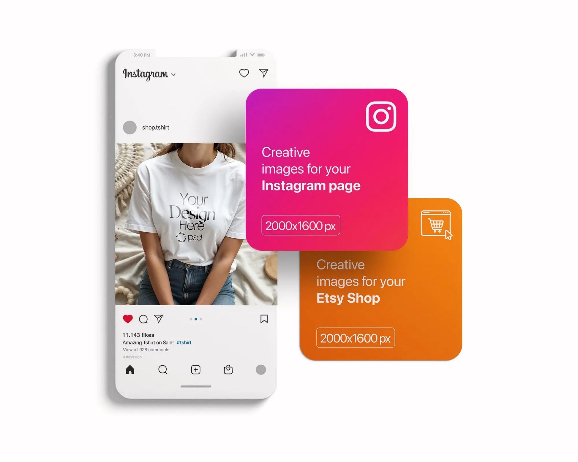 Woman White T-Shirt Mockup PSD | Gildan 64000 & Bella Canvas 3001 Print on Demand Tee Mockups for Designers, Boho Style Tshirt