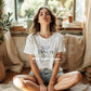 Woman White T-Shirt Mockup PSD | Gildan 64000 & Bella Canvas 3001 Print on Demand Tee Mockups for Designers, Boho Style Tshirt