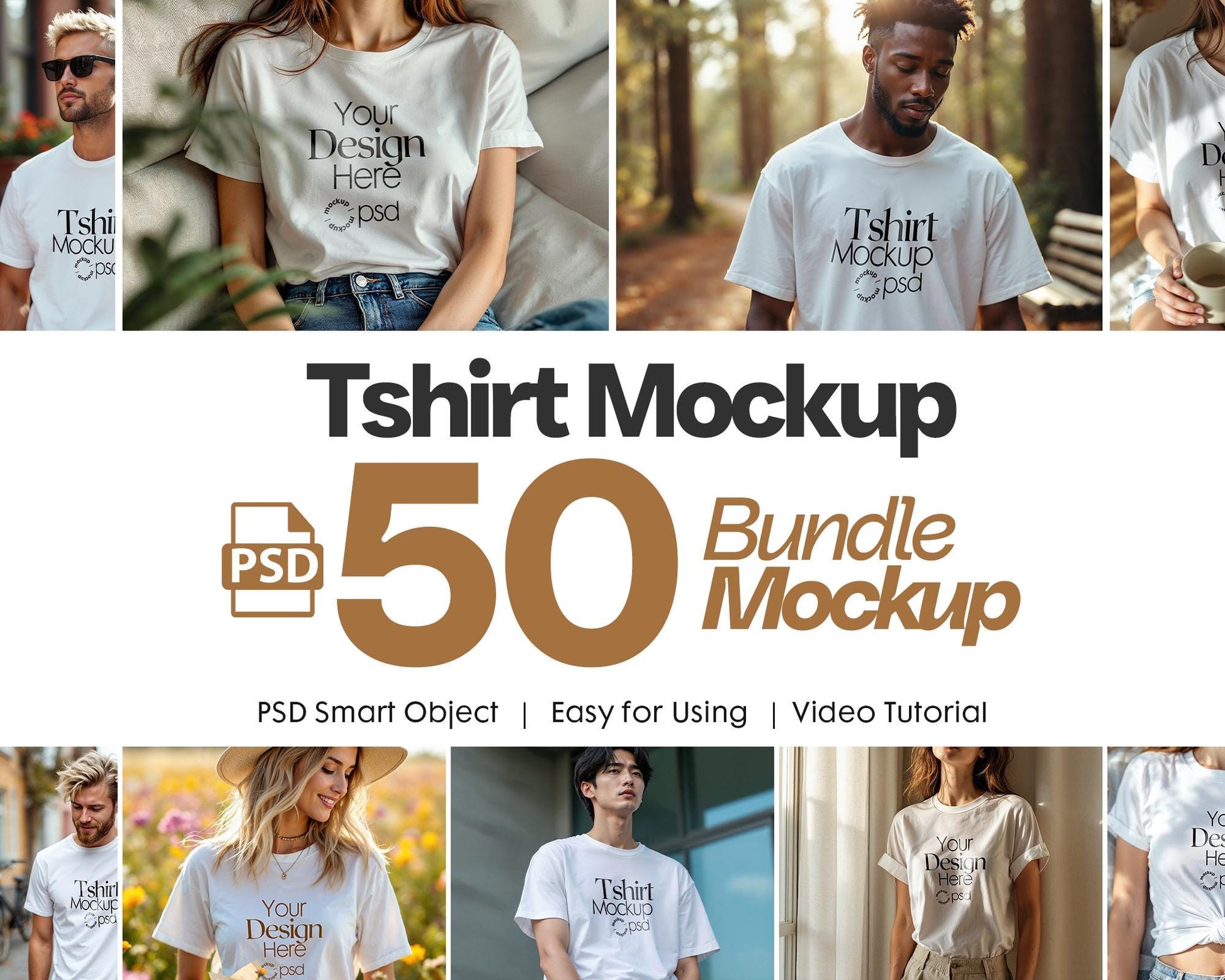 50 Tshirt Mockup Bundle PSD, Gildan 64000 & Bella Canvas 3001 Print on Demand Tee Mockups for Designers, Shirt Mockup , PSD Smart Objects