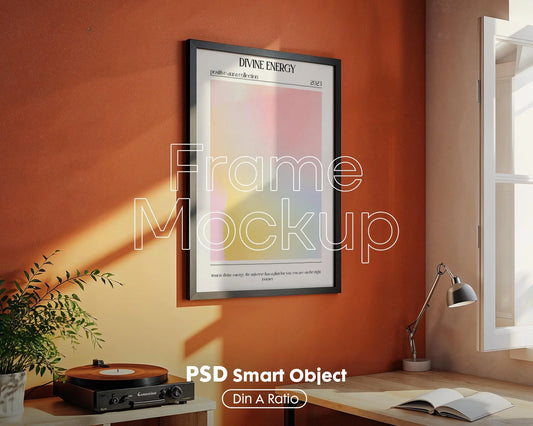 Blank Wooden Poster Frame Mockup, Wall Art Frame Mockup for Digital Download, Posters and Artwork Smart Object Instant Download