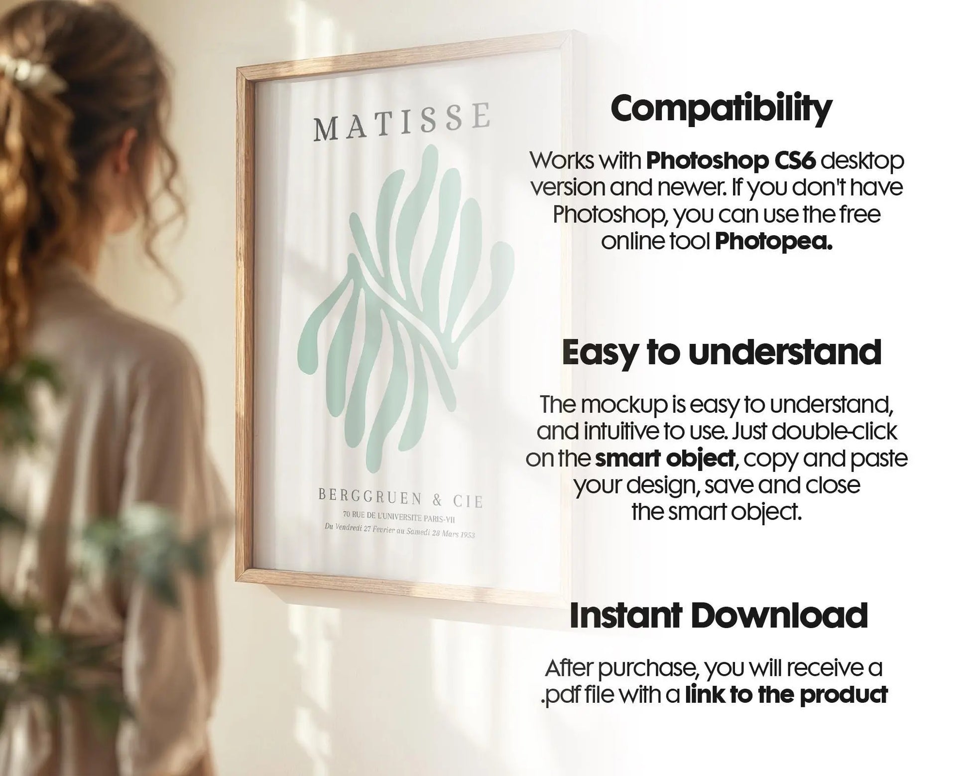 Frame Mockup With Person, PSD Photoshop Mockup, Frame Mockup Home Interior, Interior Frame Mockup Woman