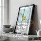 Kitchen Frame Mockup | DIN A Artwork Mockup Frames | Aesthetic Kitchen Vertical Wood Frame Mockup | Poster Mockup Templete PSD