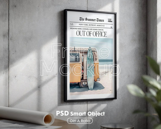 Blank Wooden Poster Frame Mockup, Wall Art Frame Mockup for Digital Download, Posters and Artwork Smart Object Instant Download