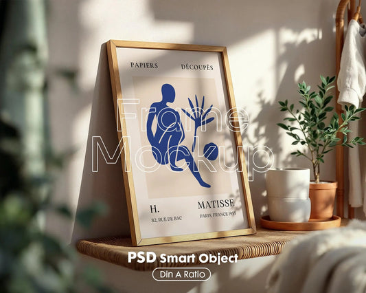 Blank Wooden Poster Frame Mockup, Wall Art Frame Mockup for Digital Download, Posters and Artwork Smart Object Instant Download