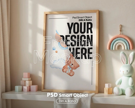 Frame Nursery Mockup in Home Interior PSD | Nursery Frame Mockup Frames | Nursery Wall Poster | Poster Shop Mockup