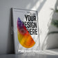 Wall Art Frame Mockup for Digital Download, Blank Wooden Poster Frame Mockup, Posters and Artwork Smart Object Instant Download
