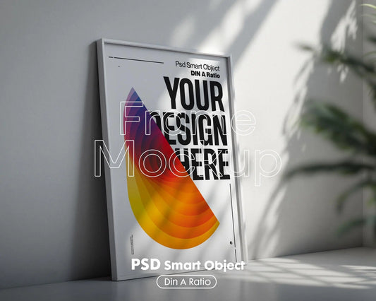 Wall Art Frame Mockup for Digital Download, Blank Wooden Poster Frame Mockup, Posters and Artwork Smart Object Instant Download