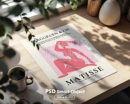 Vertical Poster Paper Mockup PSD with Smart Object | Din A Ratio Photoshop Template for Wall Art & Prints