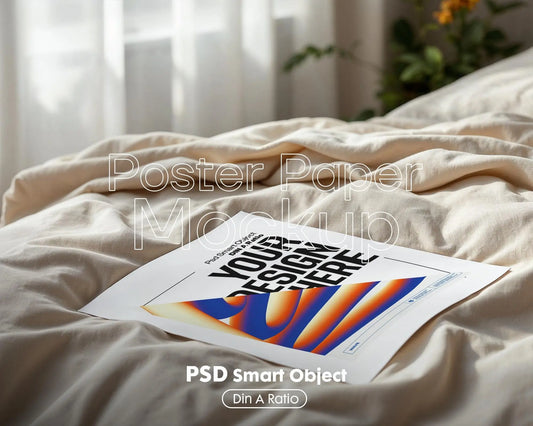 Vertical Poster Paper Mockup PSD with Smart Object | Din A Ratio Photoshop Template for Wall Art & Prints