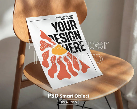 Vertical Poster Paper Mockup PSD with Smart Object | Din A Ratio Photoshop Template for Wall Art & Prints