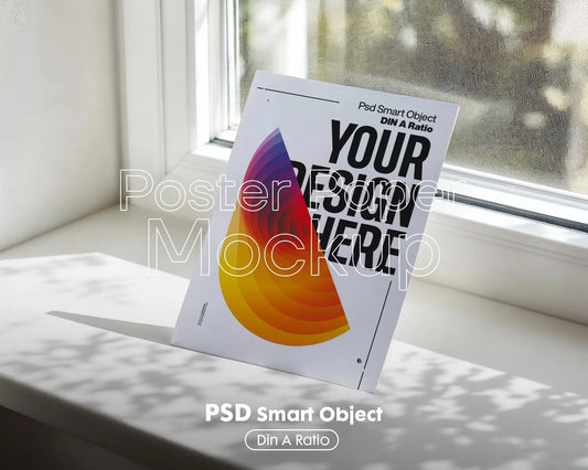 Vertical Poster Paper Mockup PSD with Smart Object | Din A Ratio Photoshop Template for Wall Art & Prints