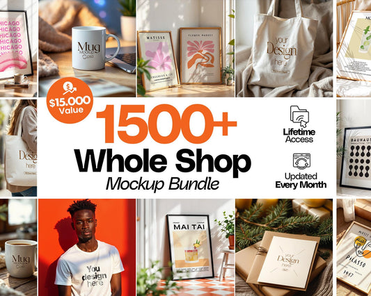 Whole Shop Mockup Bundle, 1500+ Mockup Bundle, Entire Shop Access, Lifetime Access, Updated Every Month Link, PSD Mockup Bundle