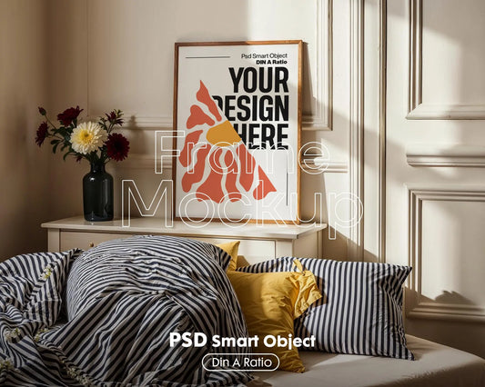 Blank Wooden Poster Frame Mockup, Minimalist Frame Mockup for Digital Download, Posters and Artwork Smart Object Instant Download