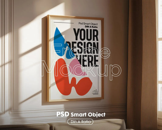 Blank Wooden Poster Frame Mockup, Minimalist Frame Mockup for Digital Download, Posters and Artwork Smart Object Instant Download