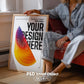 Frame Mockup PSD With Person Holding , PSD Photoshop Mockup, Frame Mockup Home Interior, Interior Frame Mockup Woman