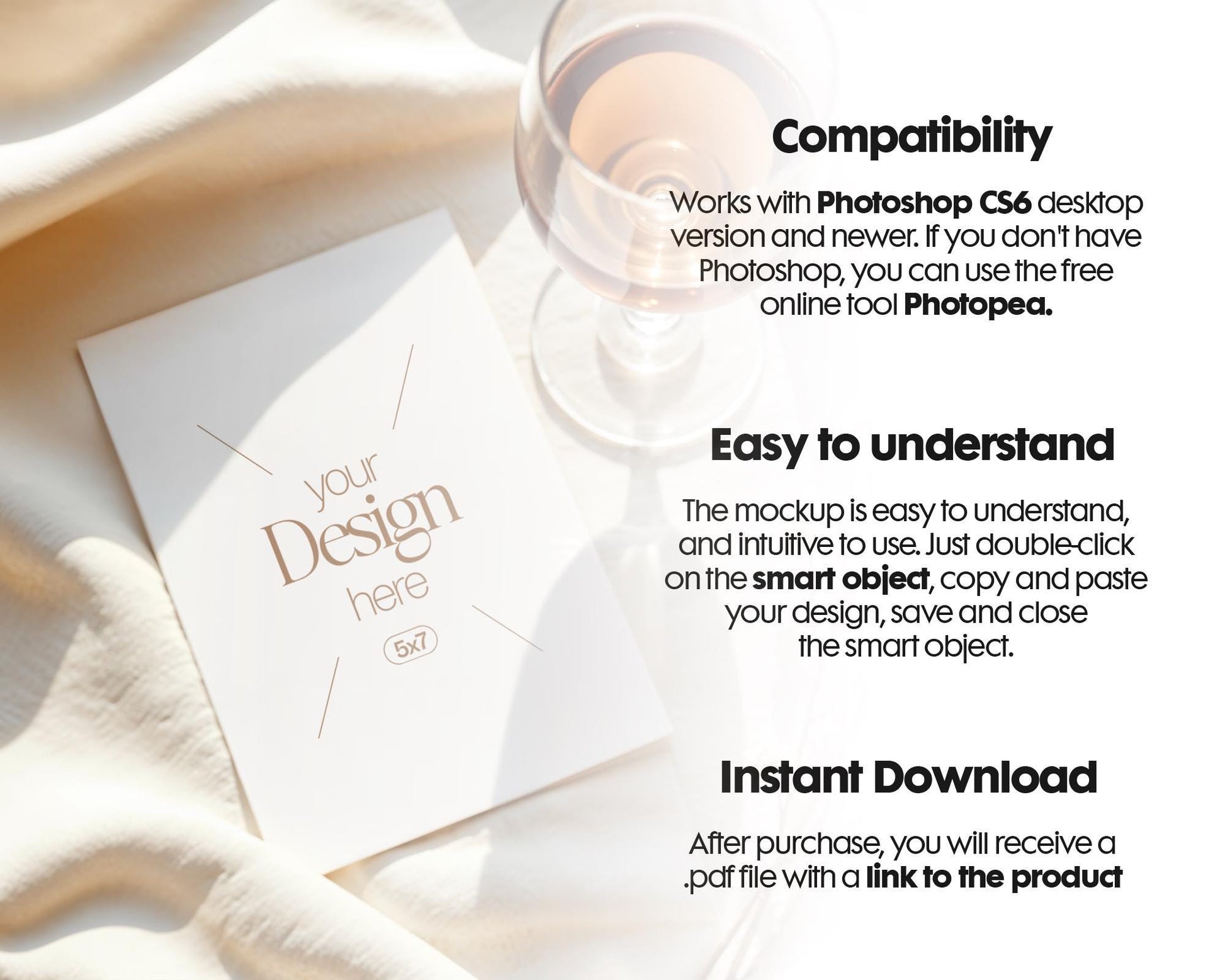 5x7 Card Mockup PSD | Minimalist White Stationery Mockup for Wedding, Baby Shower, Invitation & Event Cards, PSD Smart Object