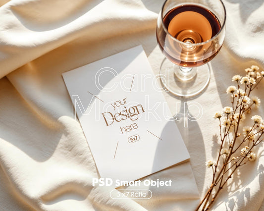 5x7 Card Mockup PSD | Minimalist White Stationery Mockup for Wedding, Baby Shower, Invitation & Event Cards, PSD Smart Object