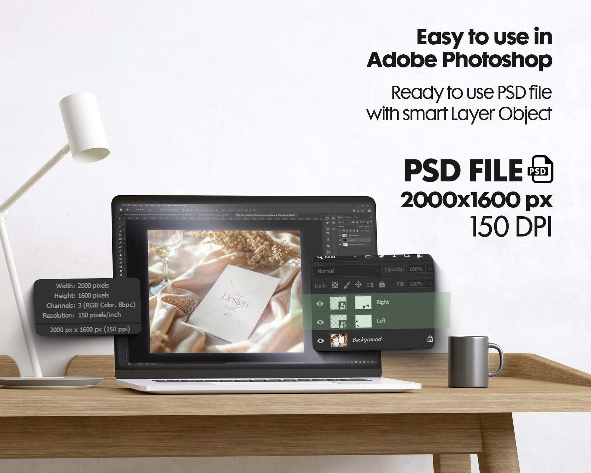 5x7 Card Mockup PSD, Minimalist White Stationery for Wedding, Baby Shower, Invitation & Event Cards, Smart Object Layer