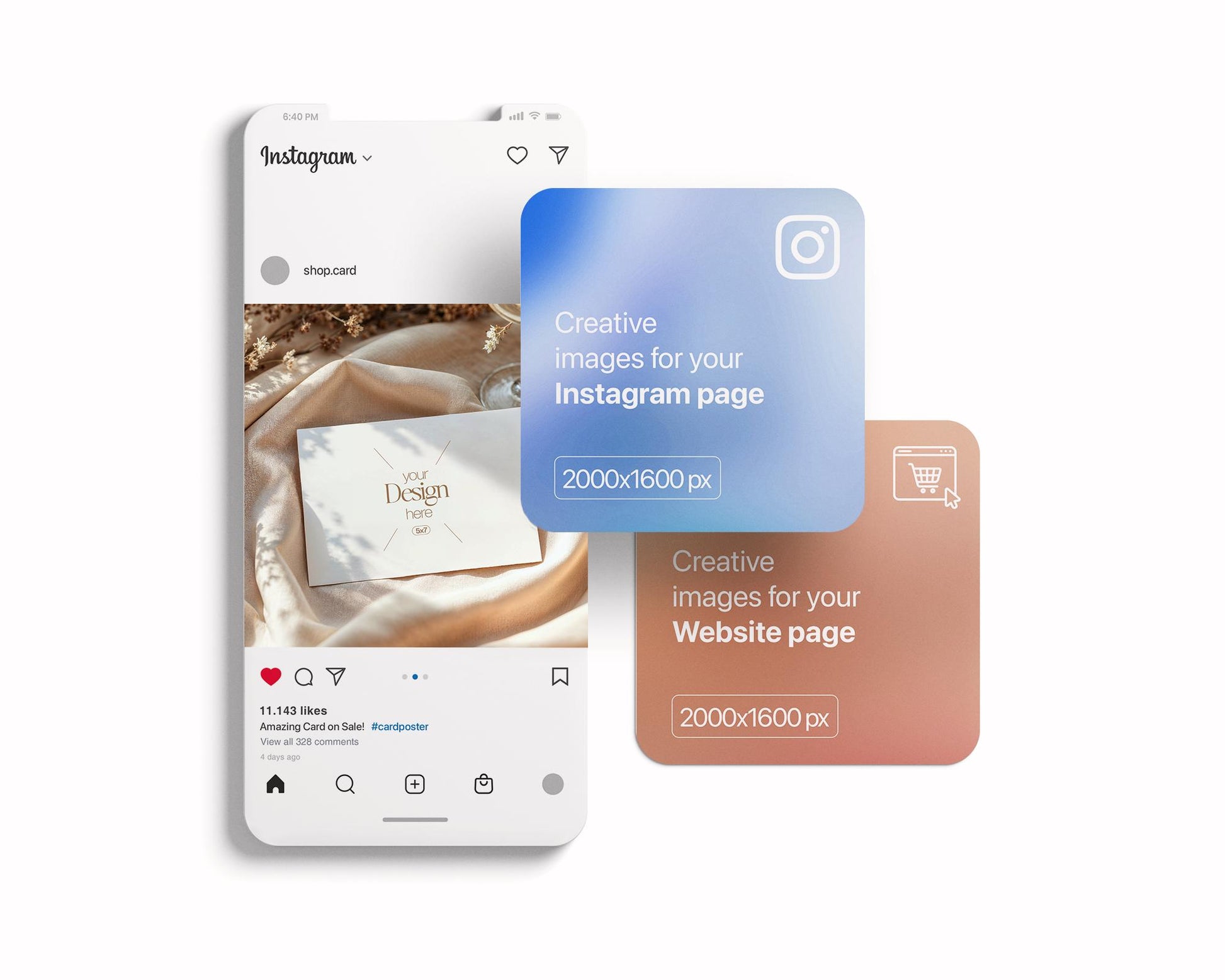 7x5 Card Mockup PSD | Minimalist White Stationery Template for Wedding Invitations, Baby Shower Cards & Editable Smart Object Design