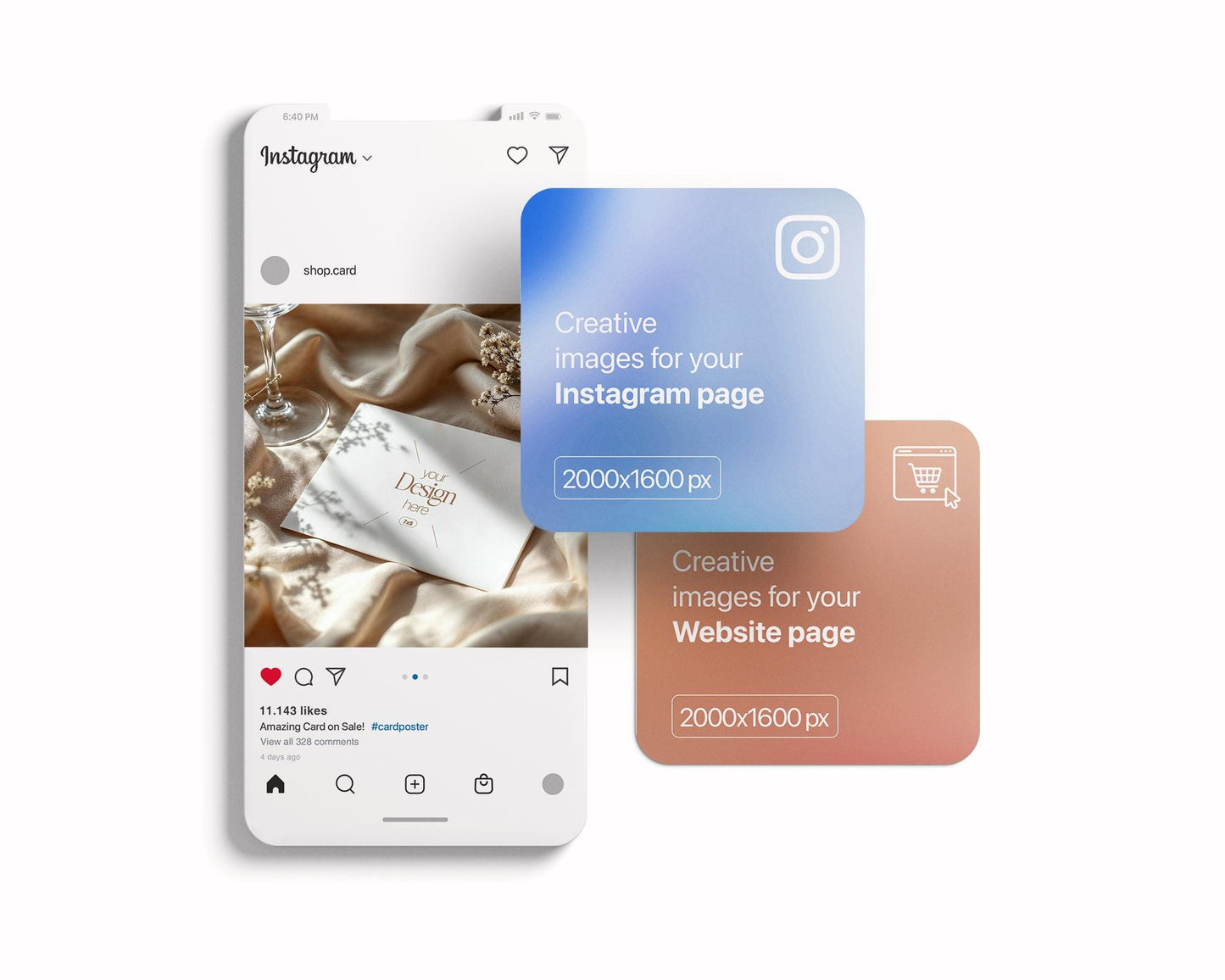 7x5 Card Mockup PSD | Minimalist White Stationery Template for Wedding Invitations, Baby Shower Cards & Editable Smart Object Design