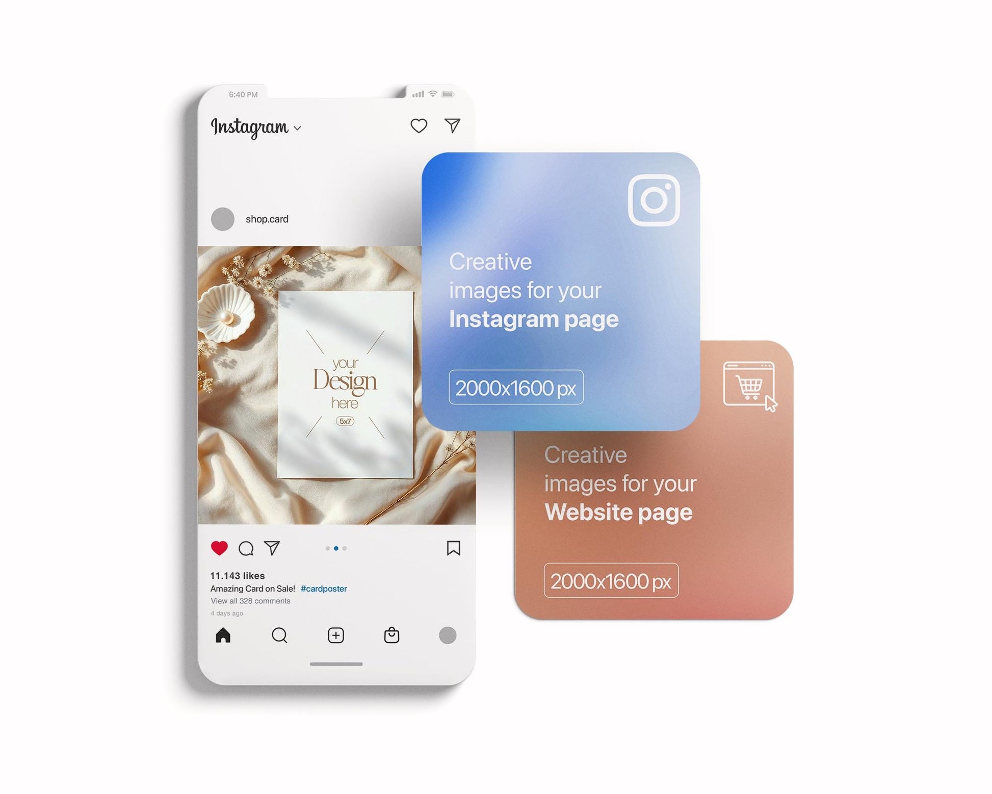 5x7 Card Mockup PSD Template, Minimalist White Stationery Mockup for Wedding, Baby Shower & Invitation Cards, Editable Smart Object